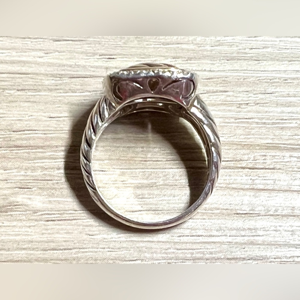 Designer Signed ATR Sterling Silver 14k Yellow Gold Diamond Cable Ring, Size 7 - Picture 6 of 11